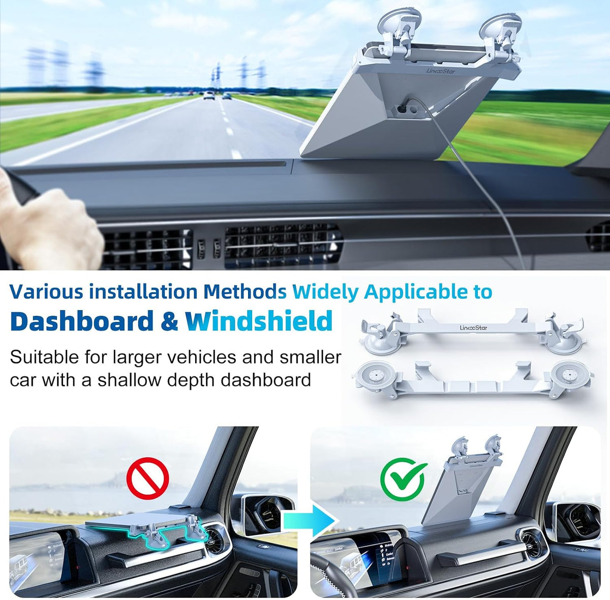FONKEN for Starlink Mini Car Mount for Dashboard, Starlink Mini Dash Mount