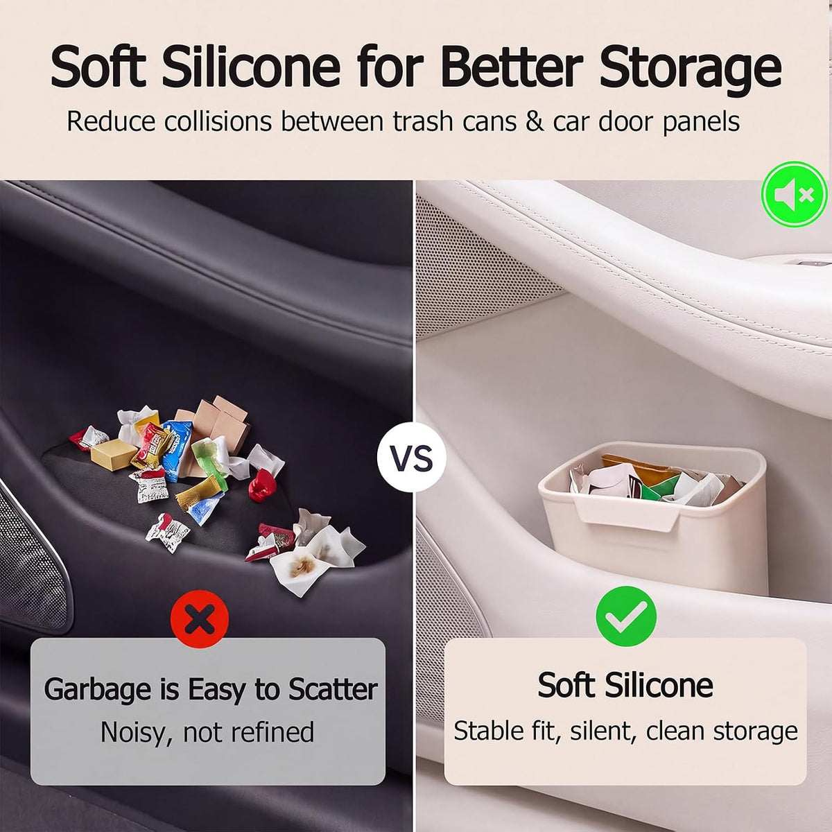 Soft Silicone 2‑in‑1 Car Door Pocket Trash Bin and Car Umbrella Holder