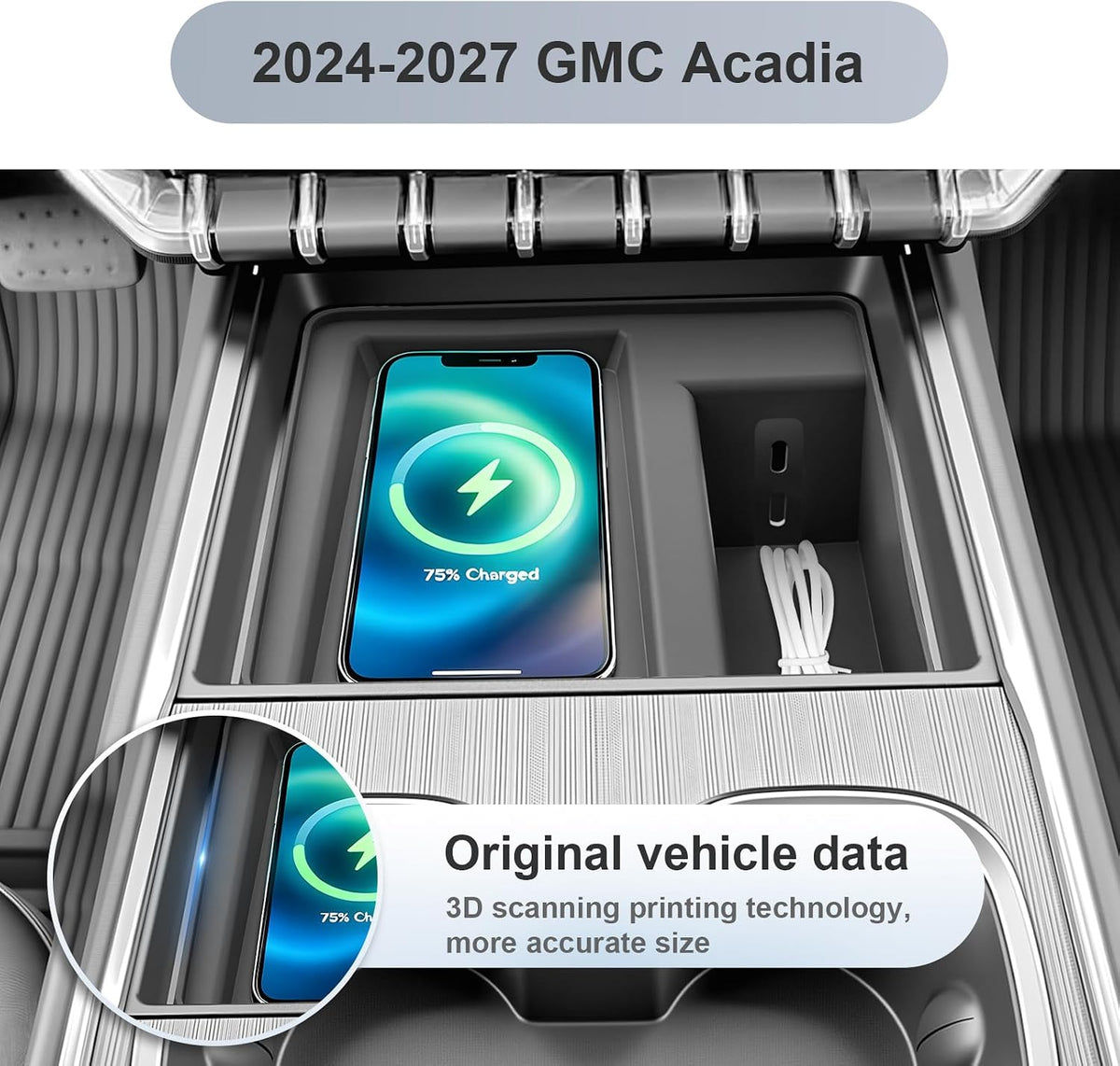 SKTU for 2024-2027 GMC Acadia Wireless Charging Mat Acadia Non-Slip Pad