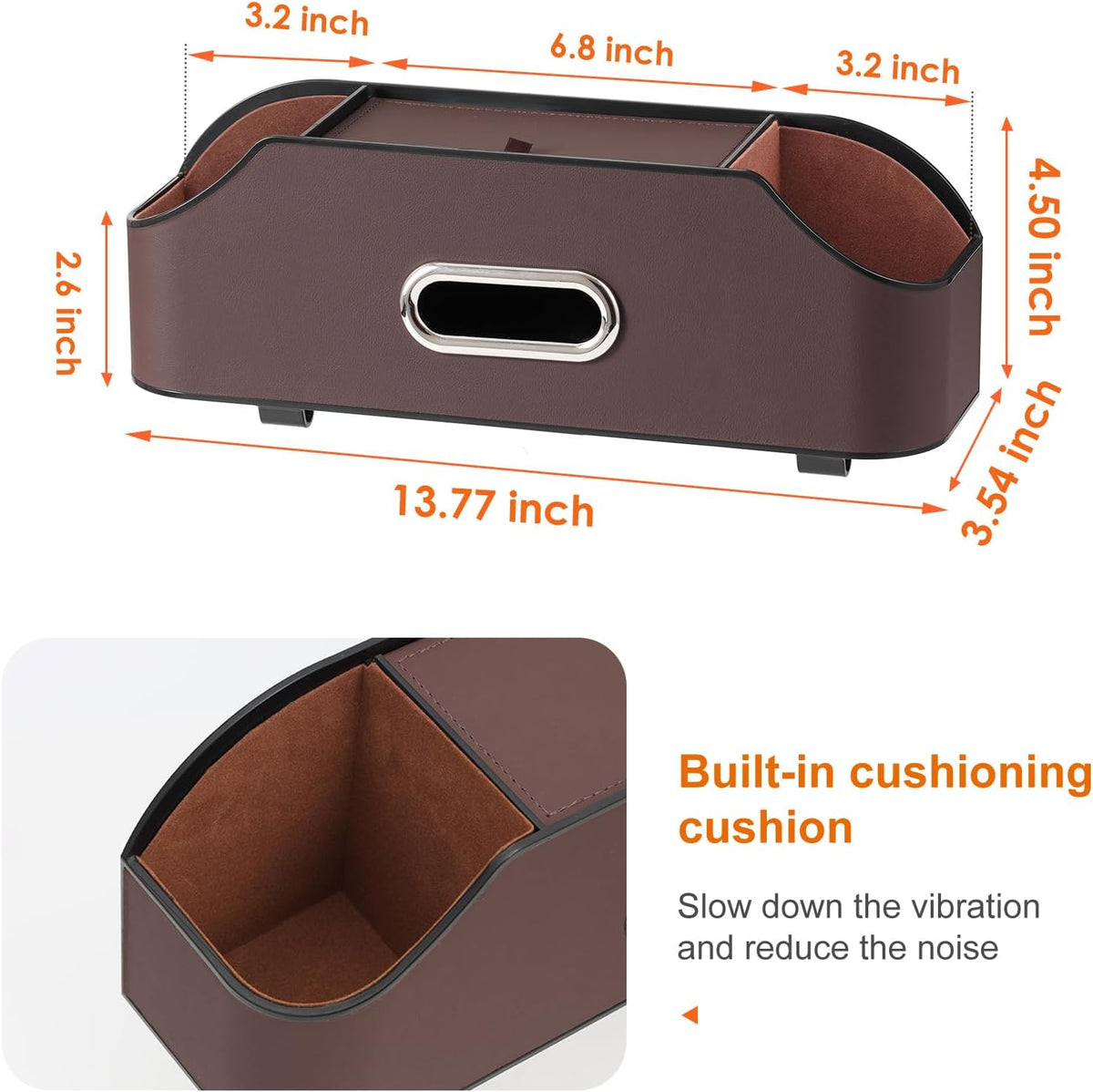 Car Seat Back Cup Holder, 4-in-1 Multifunctional Backseat Organizer with Tissue Box Storage & Hooks (Brown)