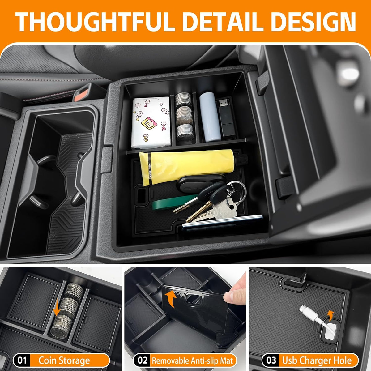 Center Console Organizer Compatible with 2024 2025 2026 Toyota Tacoma(4th Gen) Armrest Storage Box Insert Tray for Tacoma Accessories