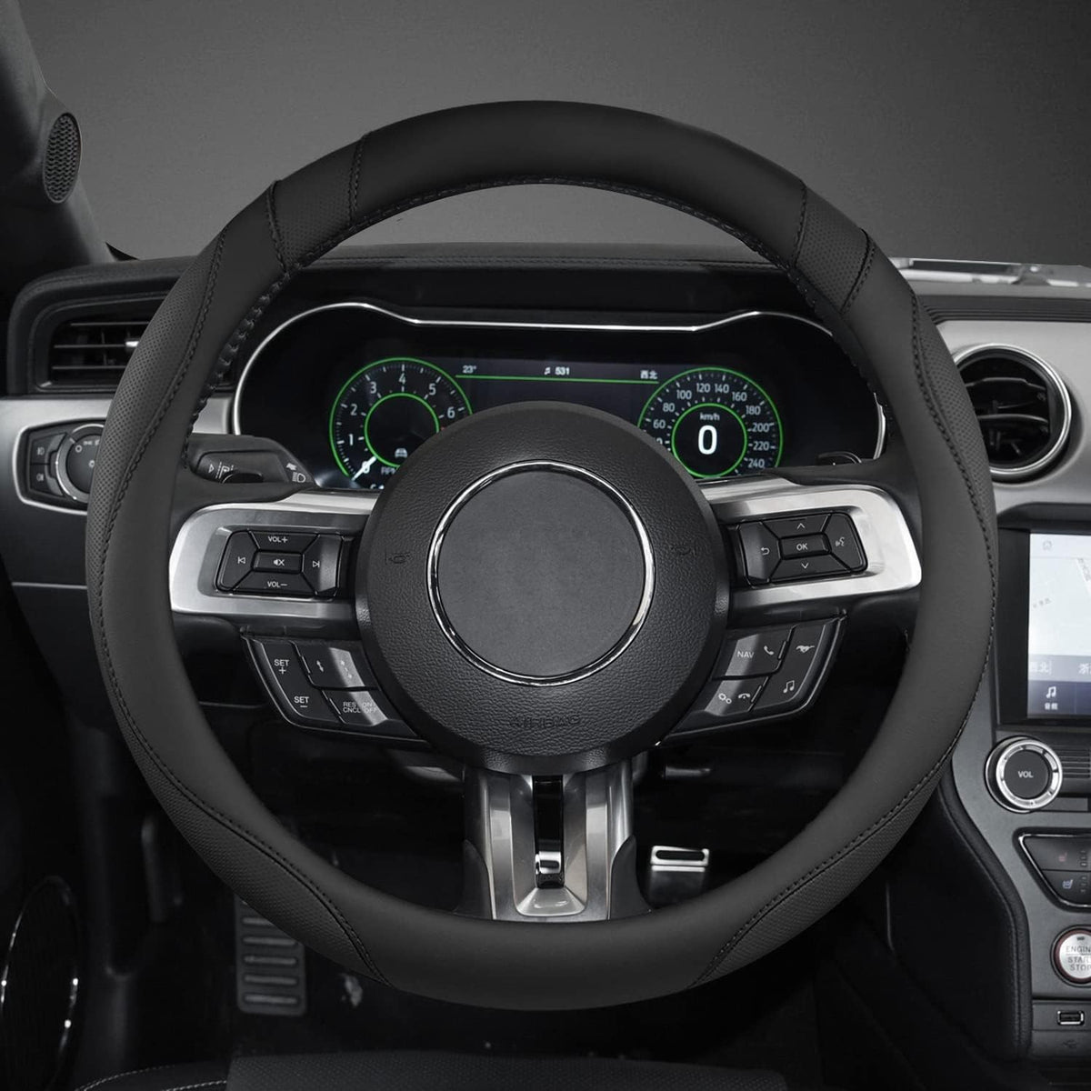 West Llama Car Steering Wheel Cover for Ford Escape,Explorer,Fusion,Focus,Bronco,Transit,Edge(Black- Standard Size)