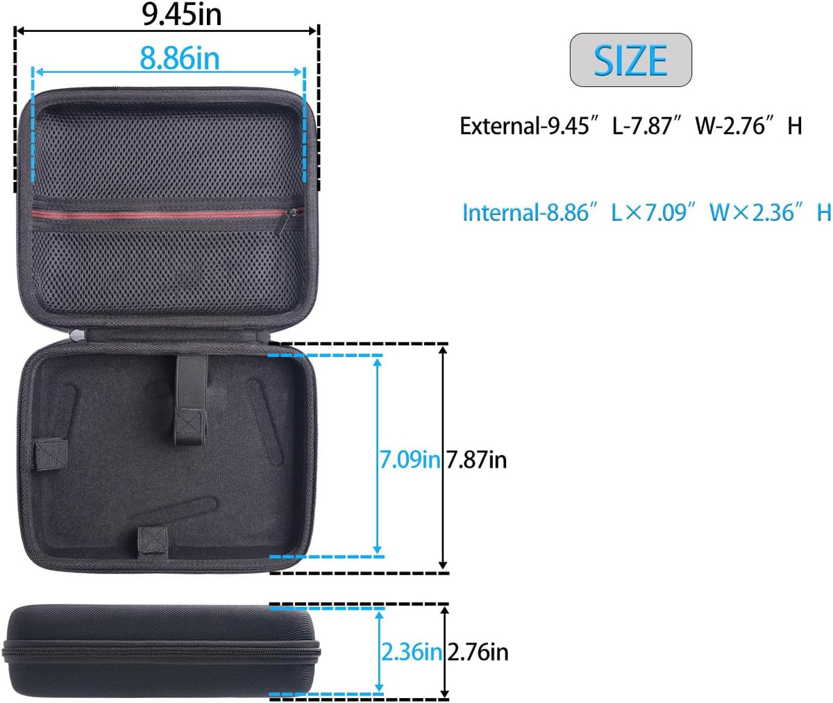 Hard Case for Handheld Car Vacuum Cleaner, Compatible with KMM LT-117C 9000Pa Car Vacuum Cleaner Air Duster, Portable Storage Carrying Bag, Black(Case Only)