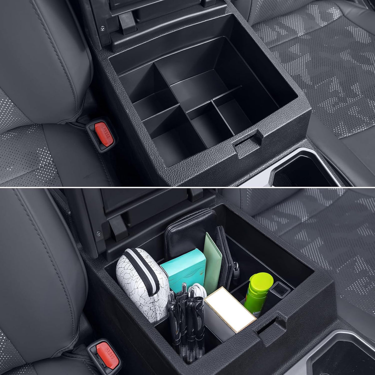 Center Console Divider Organizer for 2024 2025 Toyota Tacoma 4th Gen Accessories Interior Secondary Storage Insert Armrest Hidden Secret Middle Console Storage Box Tray Coin Holder