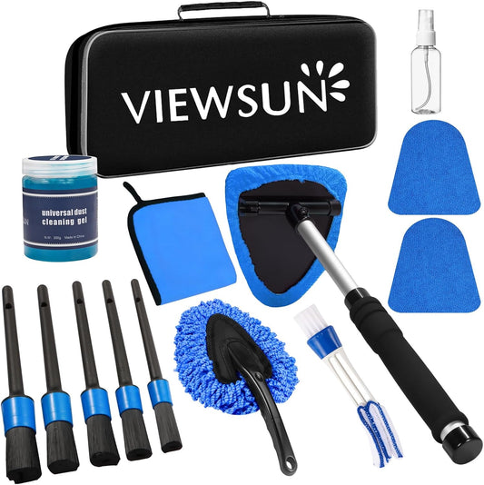 Windshield Cleaner Tool, 14Pcs Car Interior Cleaning Kit, Car Detailing Kit Interior Cleaner, Car Detailing Brushes, Car Cleaning Gel, Inside Cleaning Supplies Accessories for Women Men