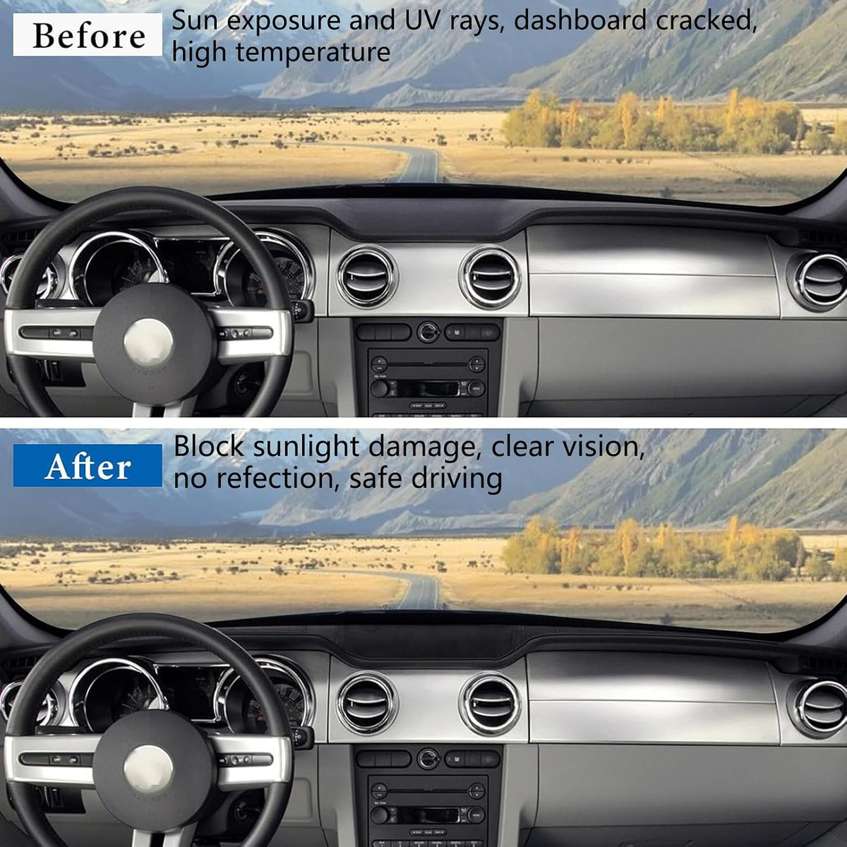 Flannel Dash Cover Dashboard Cover Pad Mat Custom Fit for Ford Mustang 2005 2006 2007 2008 2009 Car Dashmat Accessories Black