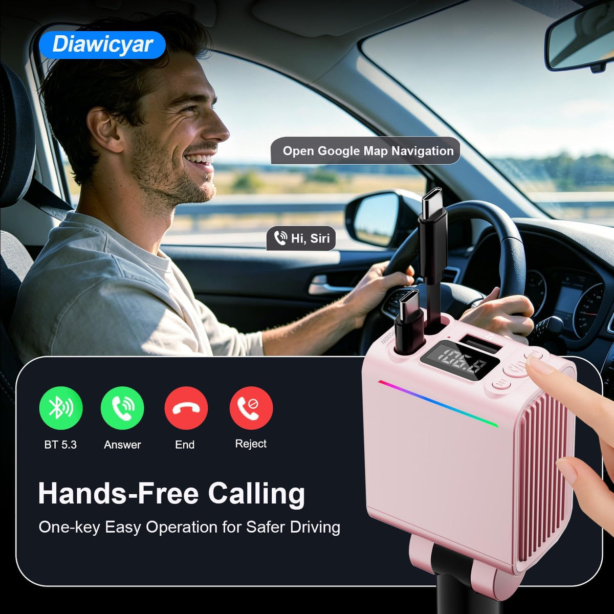 45W FM Transmitter Bluetooth Car Adapter, Wireless FM Bluetooth Transmitter