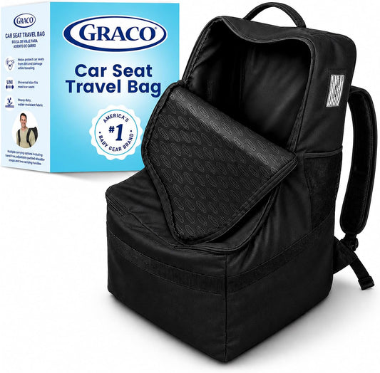 Graco Padded Car Seat Travel Bag & Infant Carrier Backpack, Black | Durable Large Back Pack, Double Padded Strap, Water Resistant Material, Airport Gate Check Bag