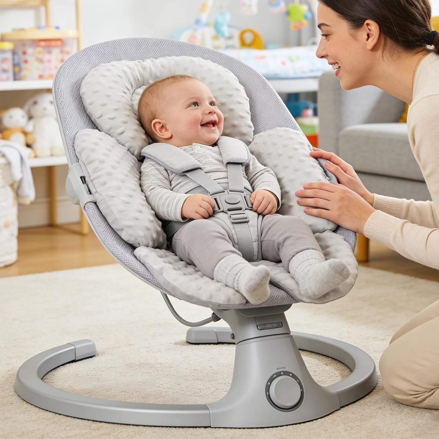 KAKIBLIN Infant Car Seat Insert, Carseat Head Insert & Body Support for Newborn, 2-in-1 Reversible Newborn Car Seat Cushion, Soft Stroller Insert for Car Seats, Bouncer, Strollers, Swing