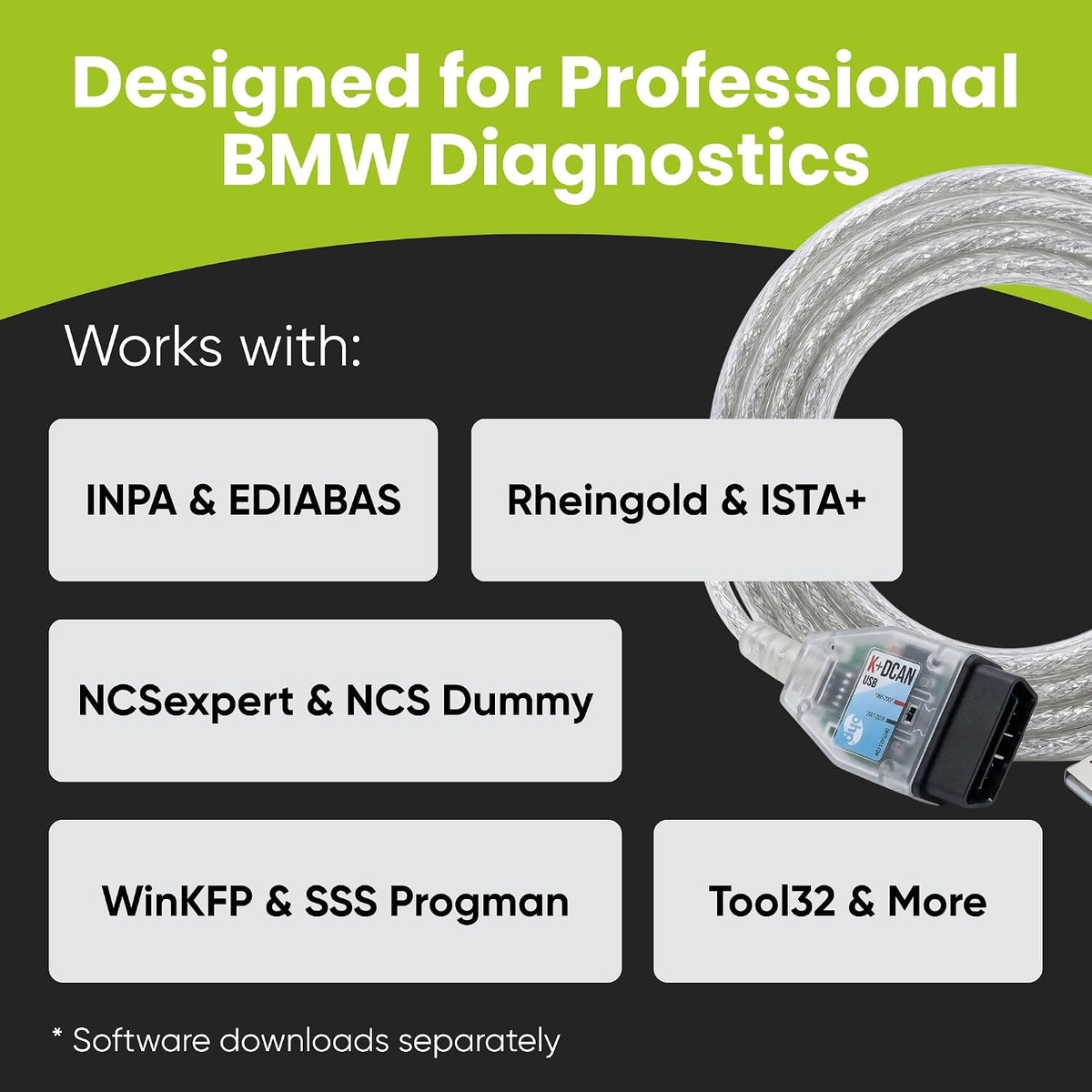 K DCAN Bimmercode USB OBD2 Cable for BMW E-Series Coding