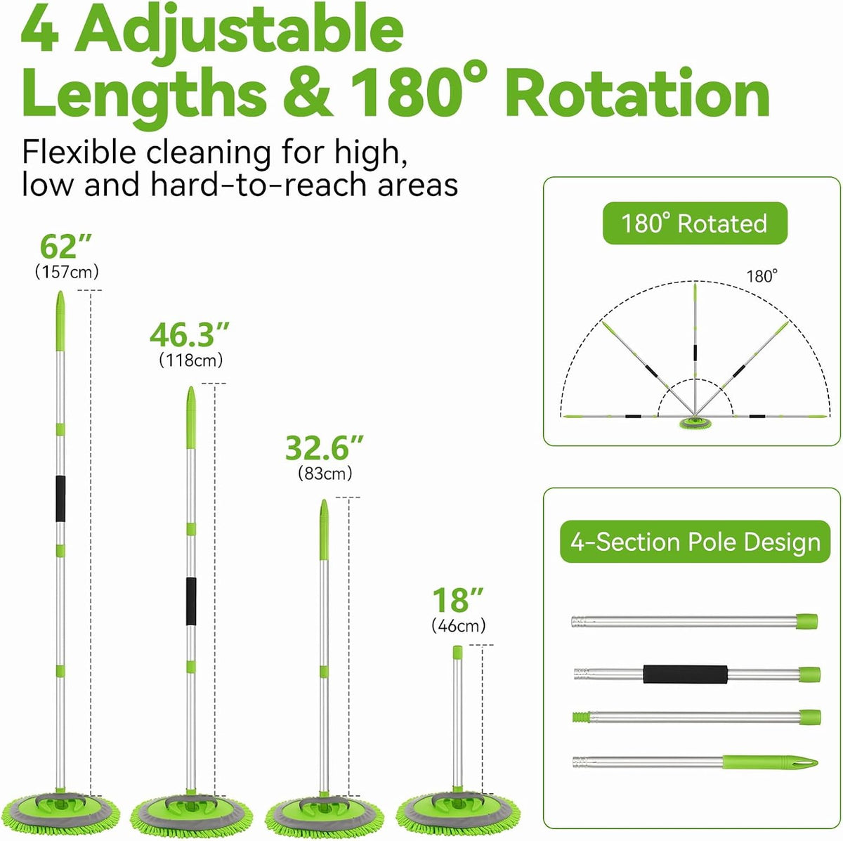 Ordenado 62" Car Wash Brush with Long Handle, 6Pcs Car Wash Kit Exterior
