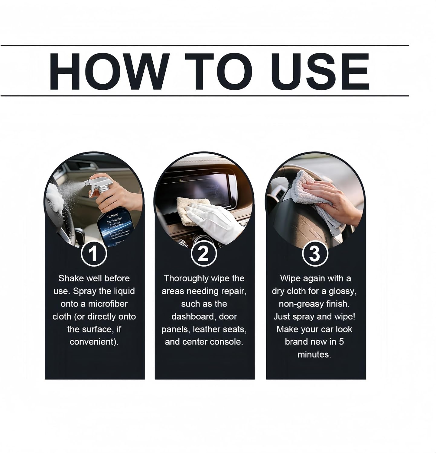 Car Interior Cleaner, 16.9oz Vehicle Interior Cleaner for Tough Stains | Multifunctional Auto Detailing Cleaner with Brush & Towel, Car Cleaner for Car Seats, Carpet, Upholstery, & Leather