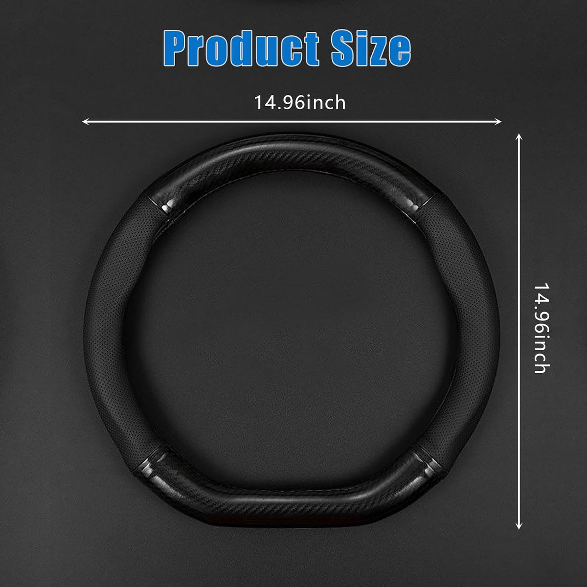 gunhunt 1 PC Car Breathable Steering Wheel Cover, Carbon Fiber Non-Slip Steering Wheel Protector, Wear -Resistant Steering Wheel Sleeve, Four Seasons Universal Steering Wheel Set (D -Shaped)