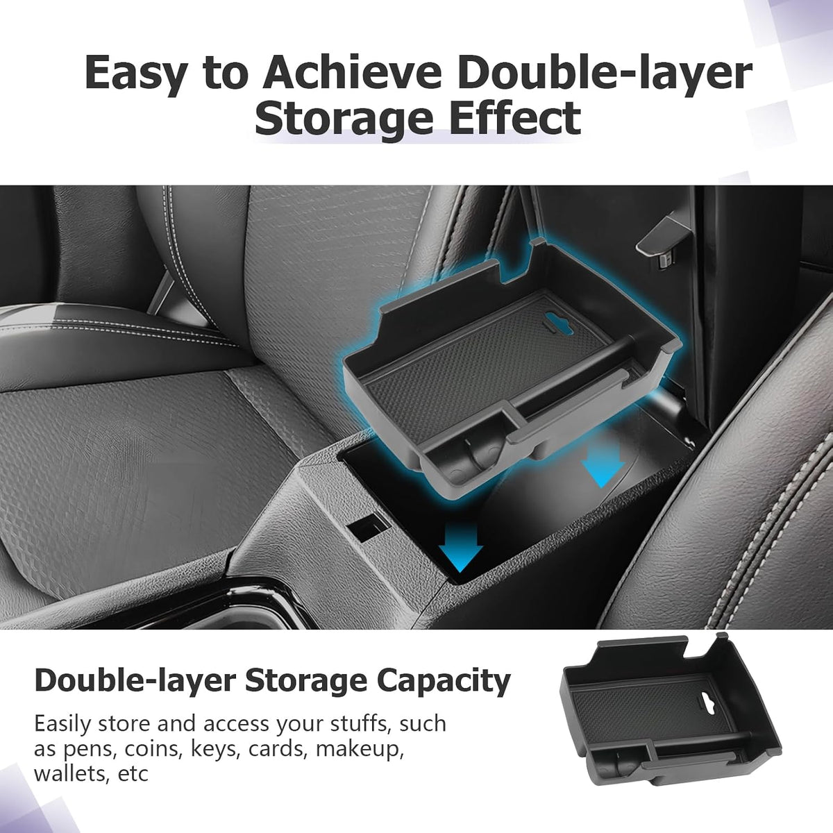 LUWU Center Console Organizer Compatible with Jeep Compass 2021-2026/Dodge Hornet 2023-2026 Accessories Armrest Console Storage Box Insert Tray ABS Material Coin Container Black