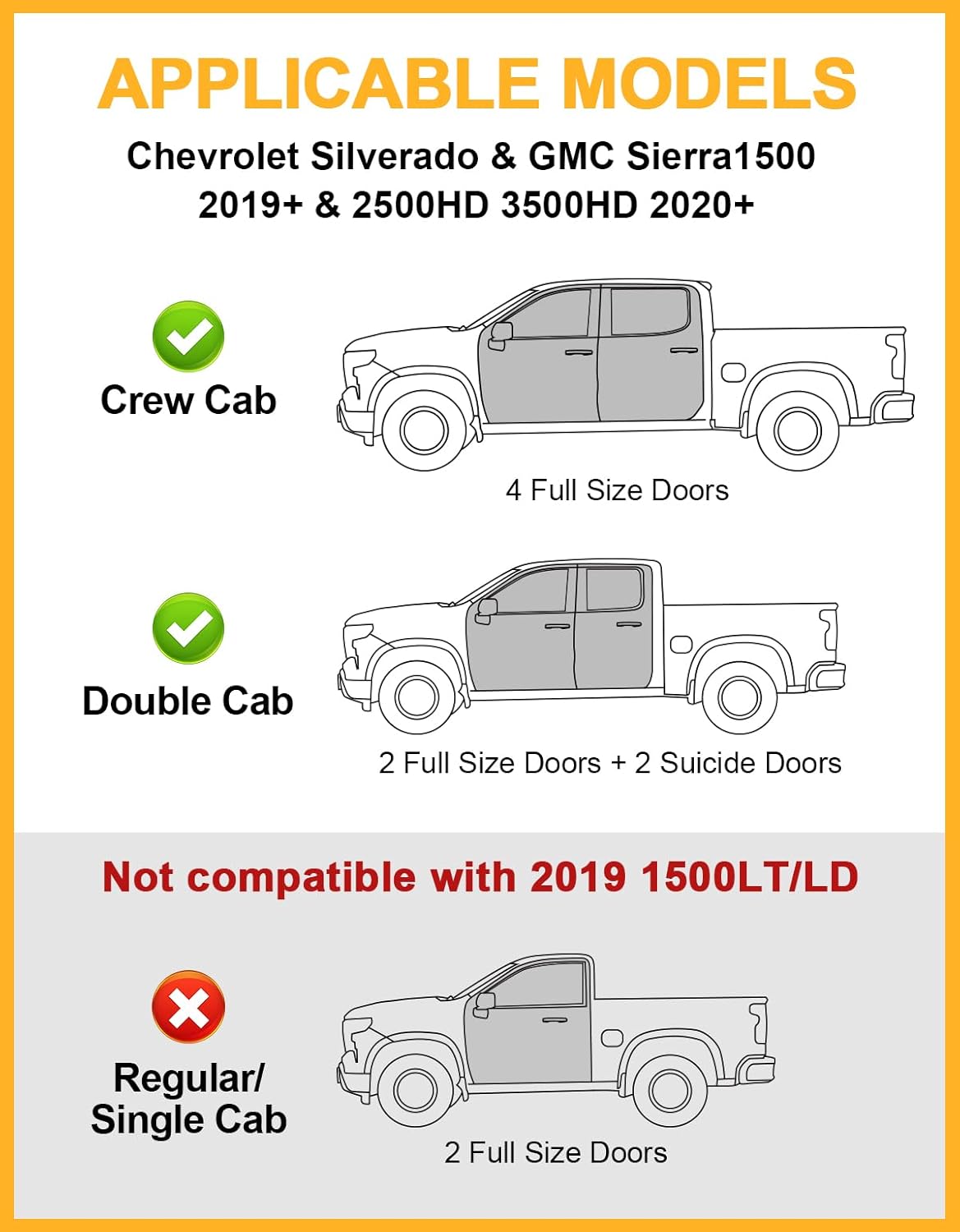 Tuyoung Under Seat Storage Boxes - Compatible with 2019-2026 Chevy Chevrolet Silverado 1500/GMC Sierra 1500, 2020-2026 Silverado/Sierra 2500HD/3500HD | Double & Crew Cab Rear Underseat Organizer Box