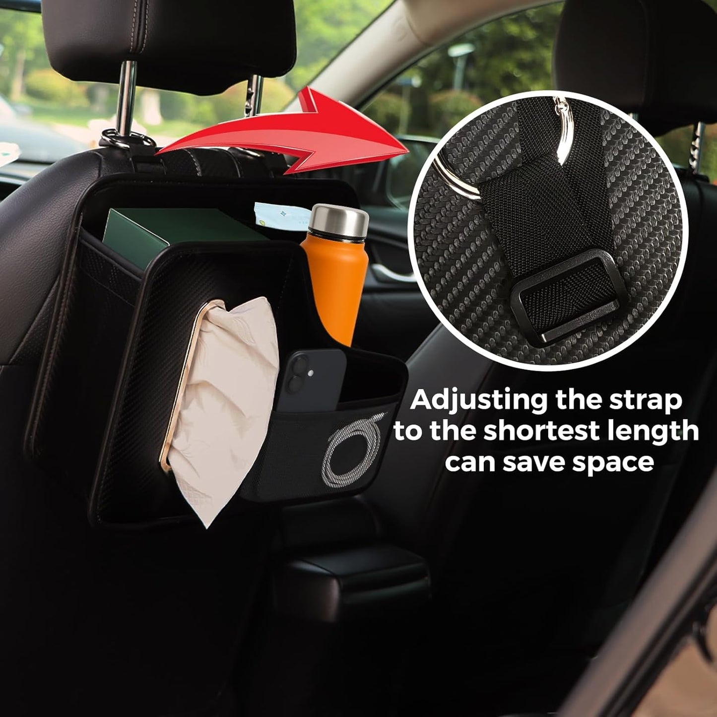 Car Tissue Holder,Back Seat Organizer with Cup Holder,Multifunctional Car Headrest Seat Back Storage,Snack Organizers for Kids,Large Tissue Box Cover Fit for 100-130 Regular Size Tissues