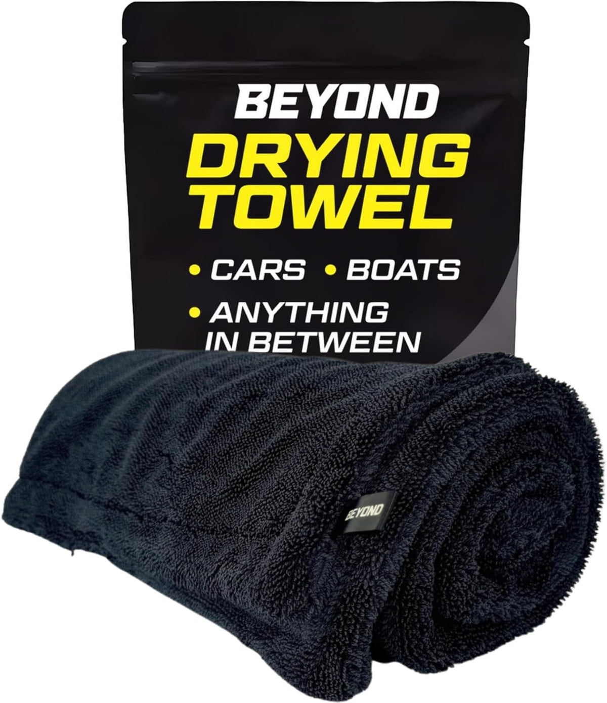 Beyond Drying Towel - Super Absorbent Large Premium Microfiber Detailing Towel for Cars and Boats - 24" x 36" Black