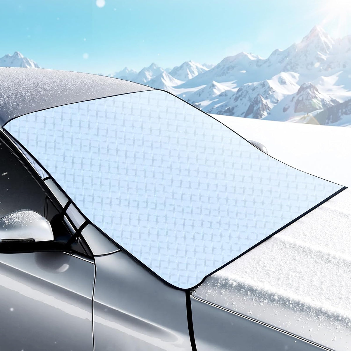 FLORICH Car Windshield Cover for Ice and Snow Heavy Duty 600D Oxford Fabric with Side Mirror Cover,Standard Winter Frost Hail Protector for Most Car, Truck, SUV, Van and MPV (66x 47Inch)