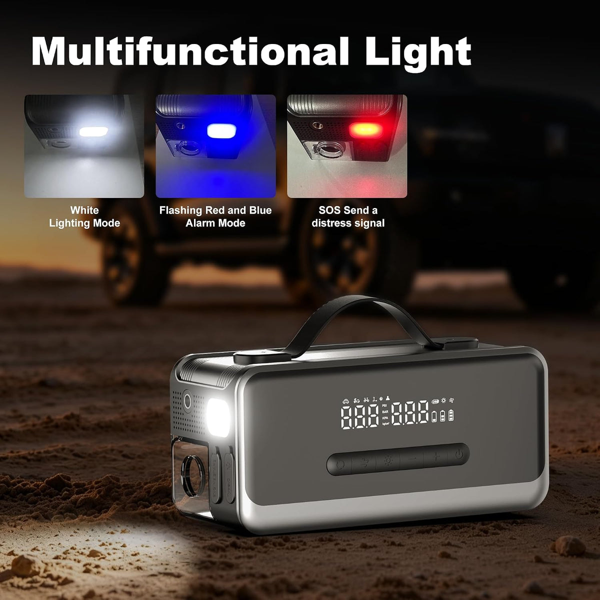 Tire Inflator Portable Air Compressor with Jump Starter, Air Pump for Car