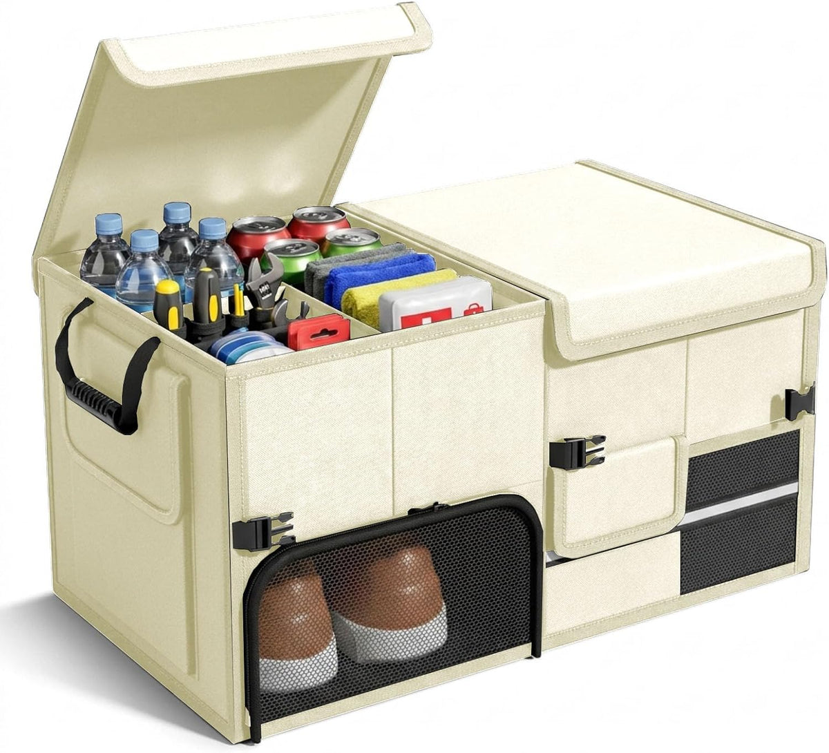 Foldable Trunk Organizer for Car, Expandable Storage Bin with Compartments