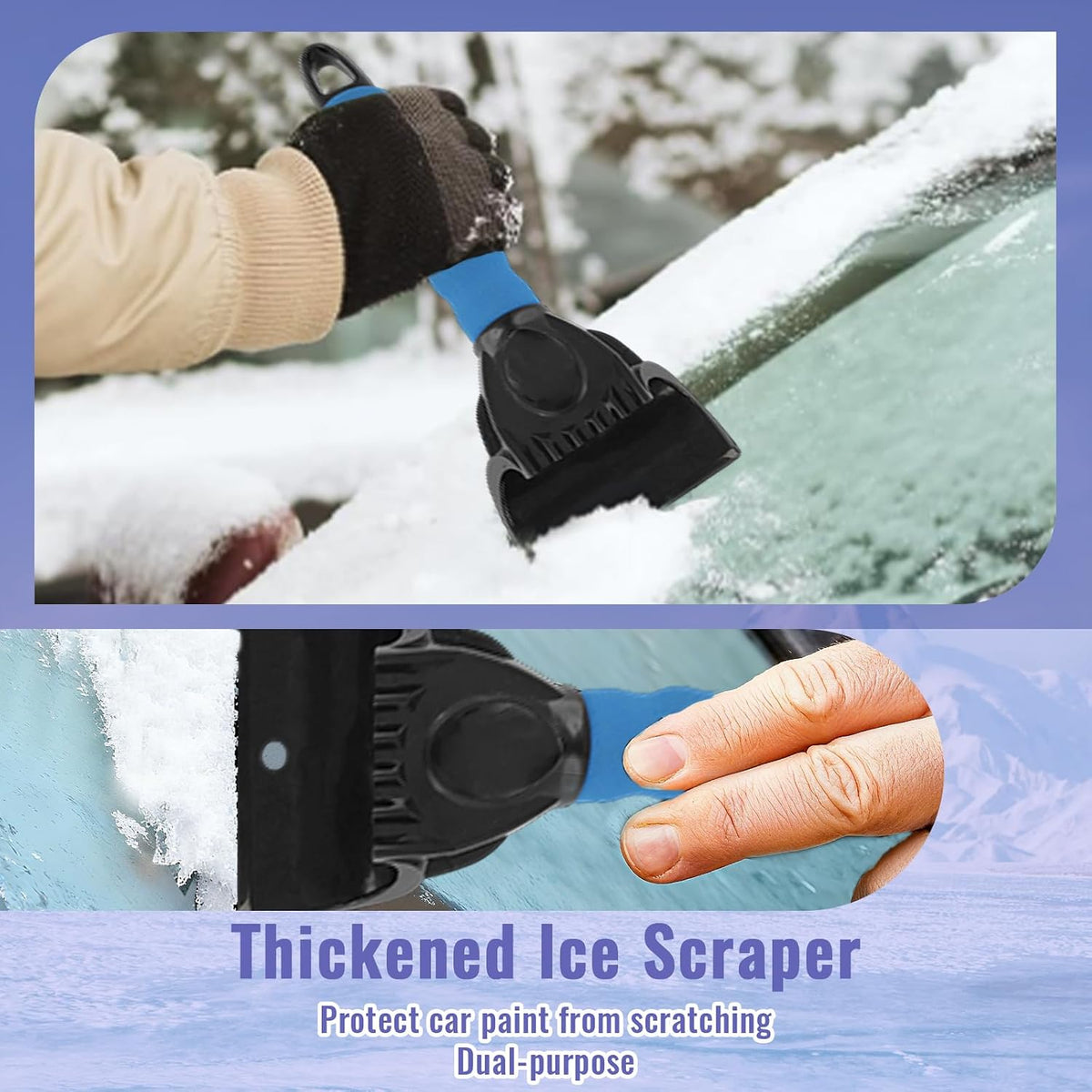 Sectional Snow Pusher Ice Scraper 74.80 Inches Collapsible Shovel Stainless Steel Foam Grip with Bag for Car Truck Sidewalk
