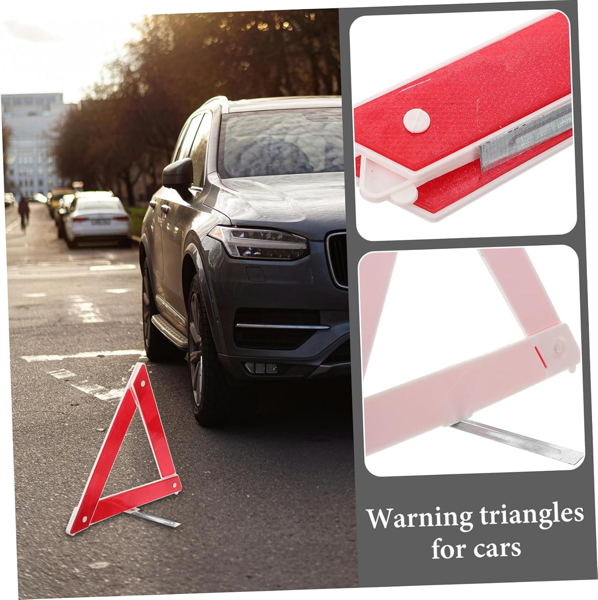 2pcs Foldable Reflective Safety Triangle Kit for Car Roadside Emergencies High Visibility Warning Sign with Sturdy Tripod Design Portable Road Warning Triangle for Vehicle Safety