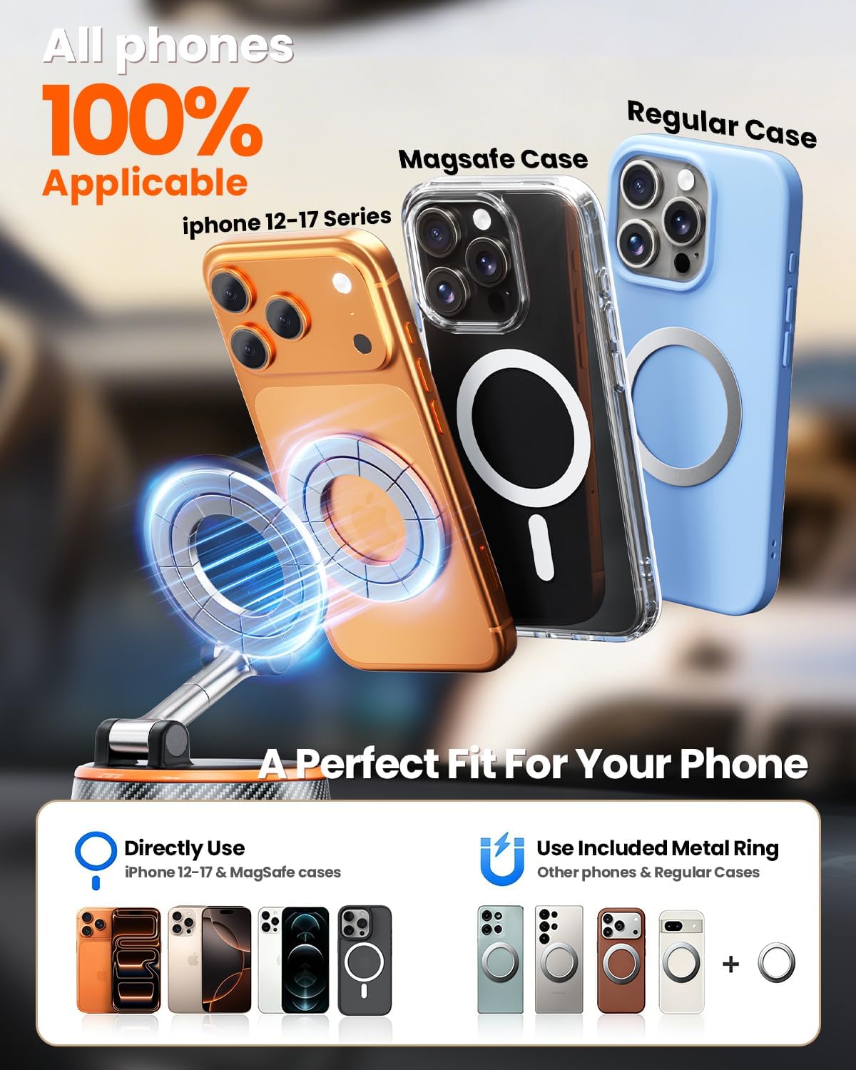 for Magsafe Car Mount, Vacuum Magnetic Phone Holders for Your Car