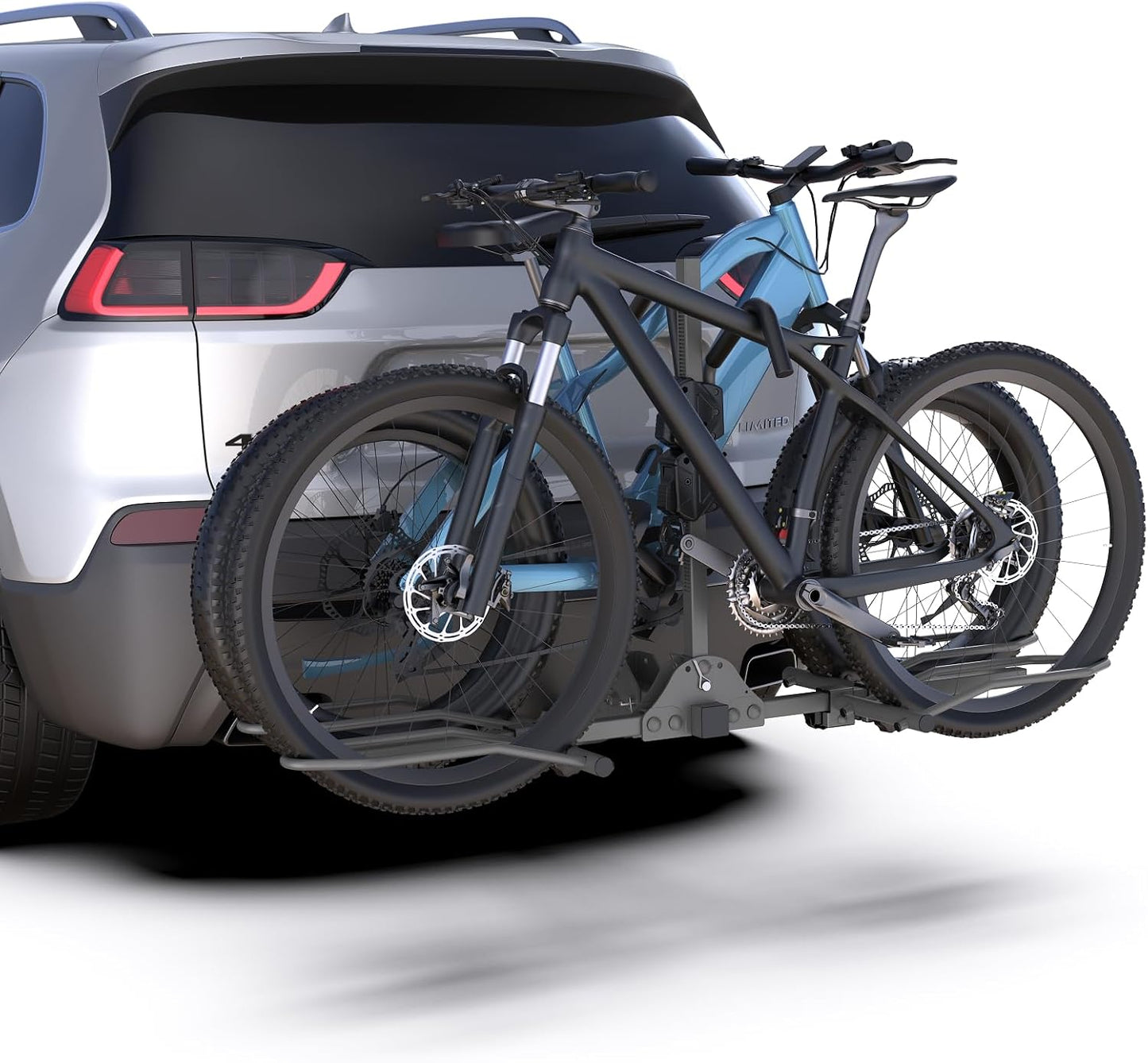 2-Bike Rack Hitch for Car, 160 Lbs Hitch Mount Platform Style Bicycle Carrier, Smart Tilting & Easy Fold for Car SUV Truck RV with 2”Receiver, Bike Rack Fits Up to 5-Inch Fat Tire E-Bikes