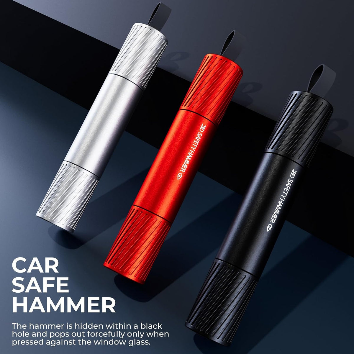 2 Pack Car Safety Hammer Car Window Breaker Seatbelt Cutter Emergency Escape Tool Car Glass Breaker for Land and Underwater Life-Saving Car Safety Kit Essentials Car Accessories(Black+Red)