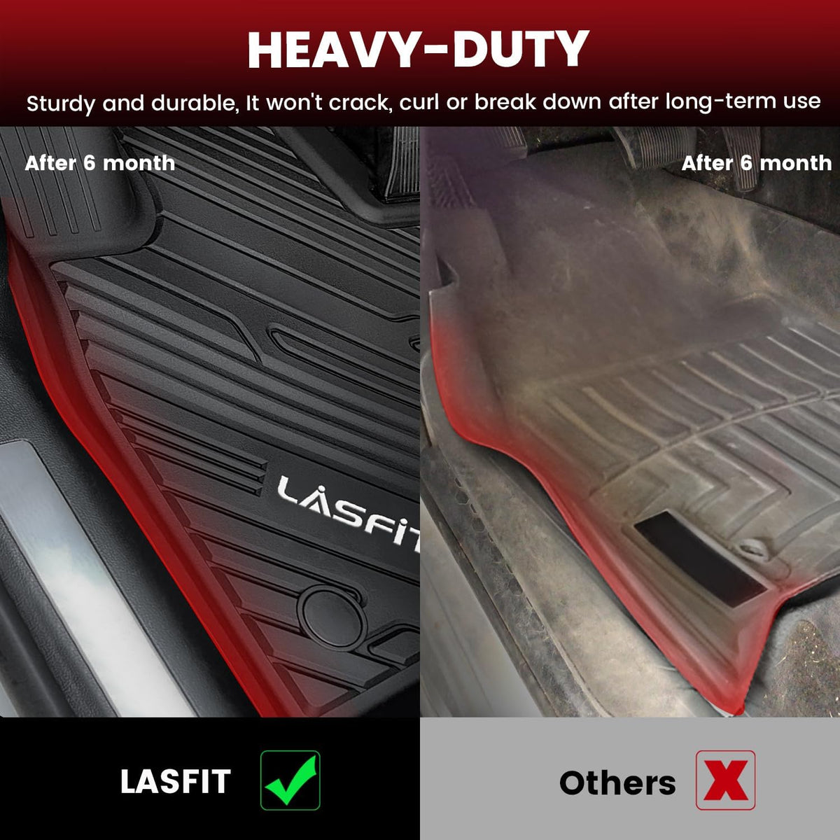 LASFIT Floor Mats for Ford Explorer 6 Seats with Second Row Center Console