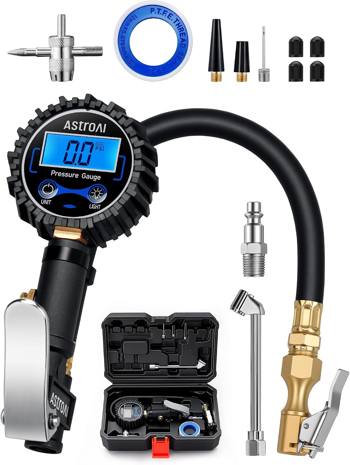 AstroAI Digital Tire Pressure Gauge with Inflator, 3-250 PSI ±1% Precision