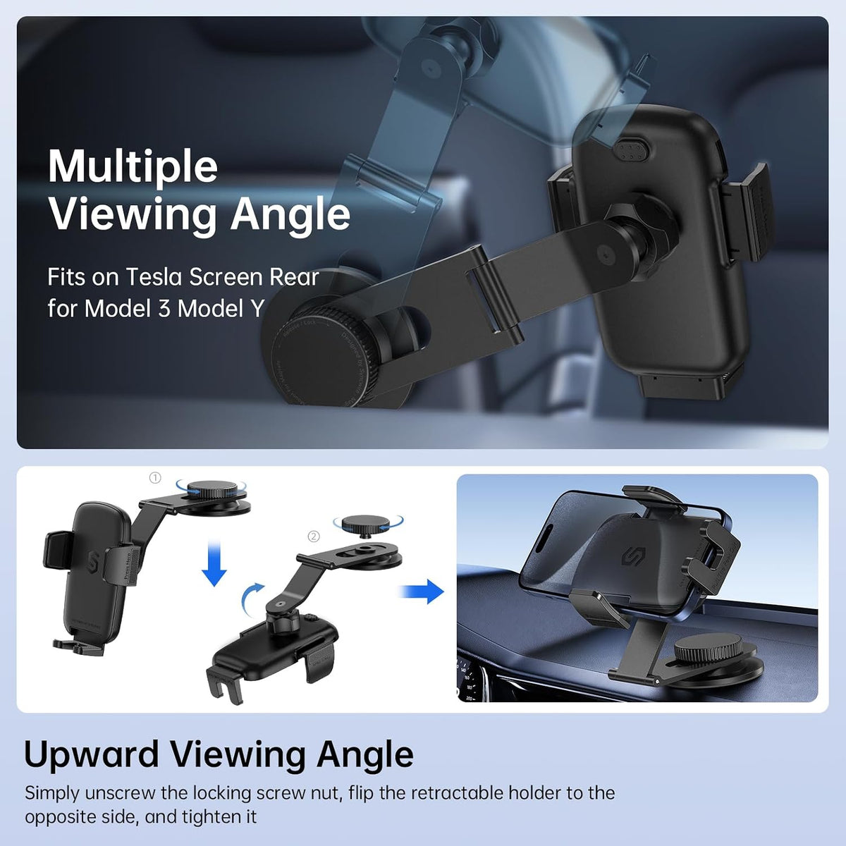 SYNCWIRE Car Phone Holder for Universal Dashboard [Super Stable] Car Phone Mount Foldable Aluminum Alloy Arm for iPhone 17 16 15 14 13 12 Series & All Phones