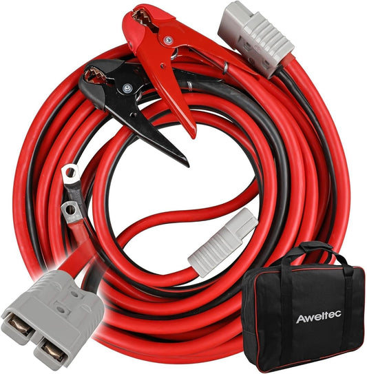 1 Gauge 30 ft Jumper Cables, 800A Heavy Duty Battery Booster Cable Set with Alligator Clamps and Carry Bag for Cars, Trucks and SUVs