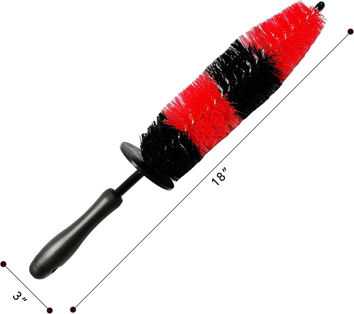 MaximalPower 18’’ Long Wheel Barrel Brush for Car Wheel Rim Detailing Brush - Car Brush Tire Detail Brush Soft Bristle Multipurpose for Exhaust Tips Motorcycles (Red Brush x1)