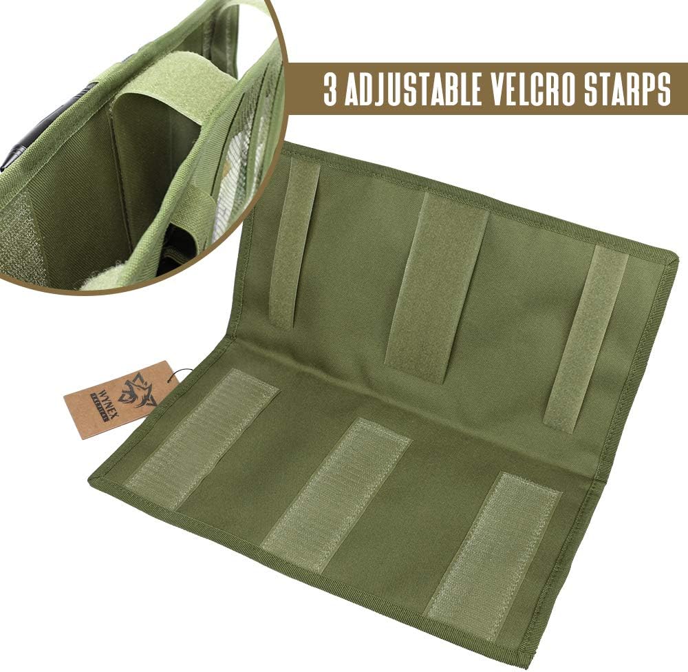 WYNEX Car Visor Organizer 2-Sided MOLLE Panel, for Car Trucks Pickup Vans | Fold:M-13.8x7", 3 Hoop-N-Loop Strap, Auto Sun Visor Storage Pouch, for Car Gadget, Daily Driving Road Trip