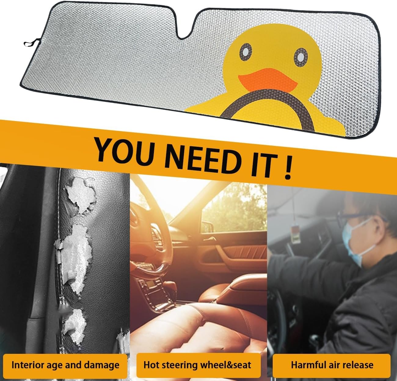 Windshield Sun Shade for Jeep Wrangler TJ JK JL & Gladiator JT 2/4 Door,Duck Sun Shade,Sunshade Windshield for Jeep Wrangler