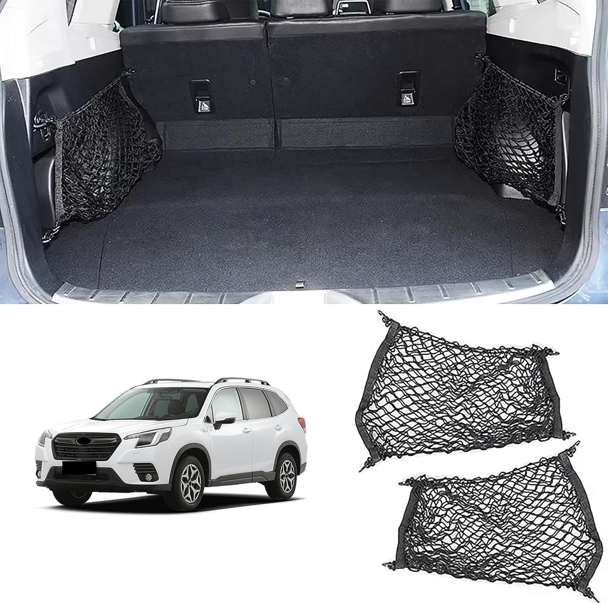 Trunk Cargo Net Organizer Compatible with Subaru Forester Accessories 2PCS