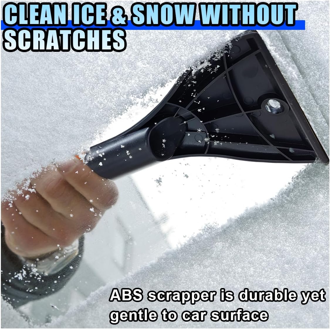 26.4" Ice Scraper and Snow Brush for Car Windshield, 2 in 1 Winter Detachable Window Deicer with Foam Grip, Snow and Ice Removal Tool Accessories for Car, SUV, Truck (Orange)