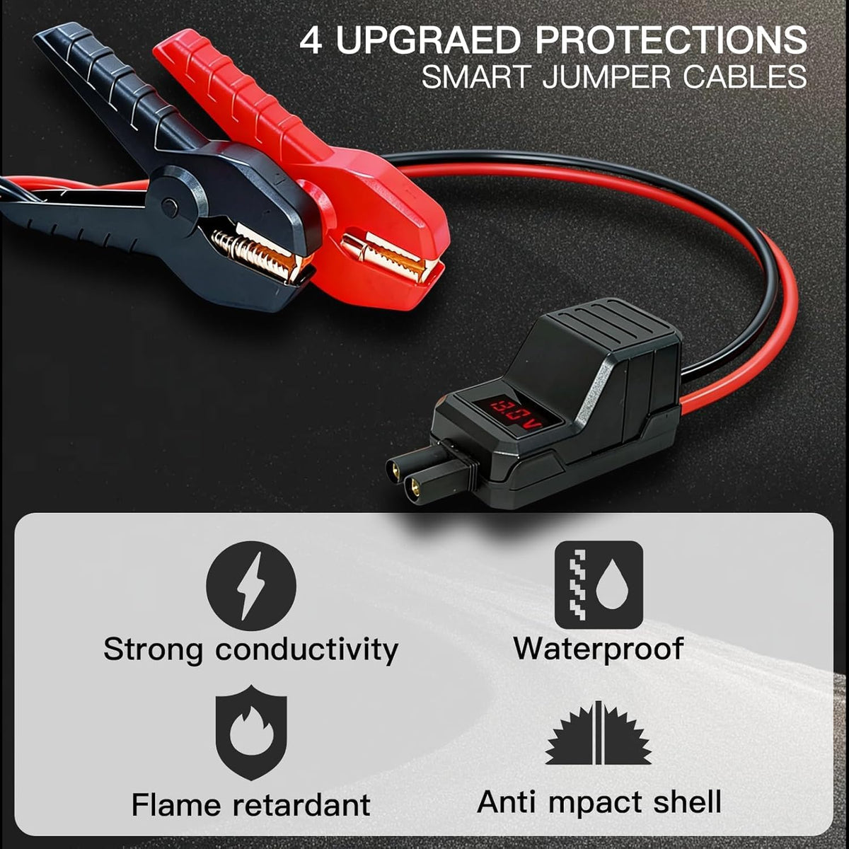 MEGAWISE Smart Jump Starter Clamps for 12V Portable Car Jump Starters