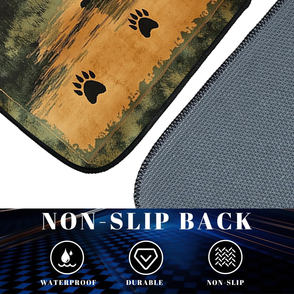 Bear Car Floor Mats Set of 4 Vintage Rustic Forest Lodge Mountain Automotive Foot Mats Rugs Carpet for Car Non-Slip Auto Car Accessories Universal Fit Car Accessories for Truck