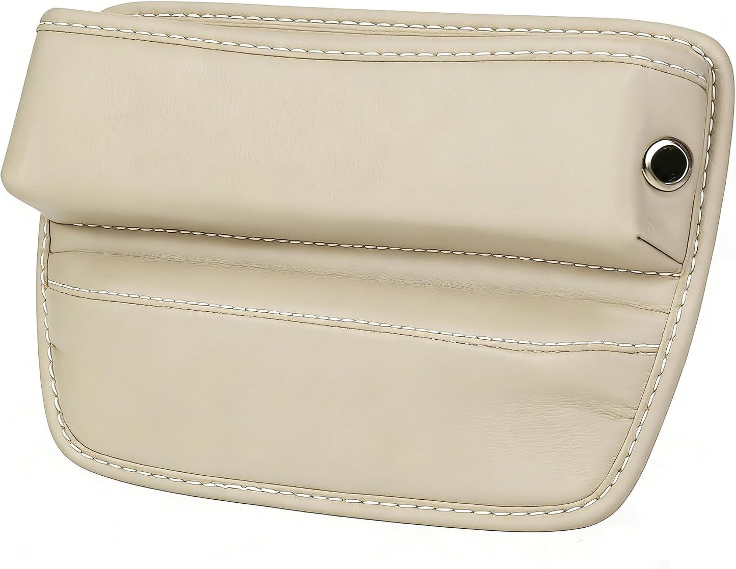 Car Seat Gap Organizer | PU Leather Seat-Side Storage Pocket with Cable Port | Fits Most Cars, SUVs and Trucks | White