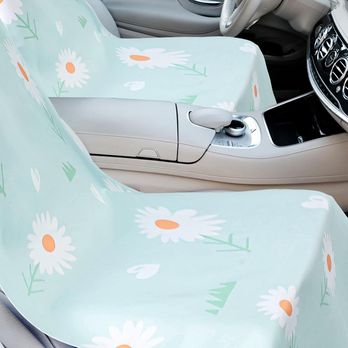 Hahafelt 2 Pack Car Seat Towel Cover with Storage Bag, Daisy