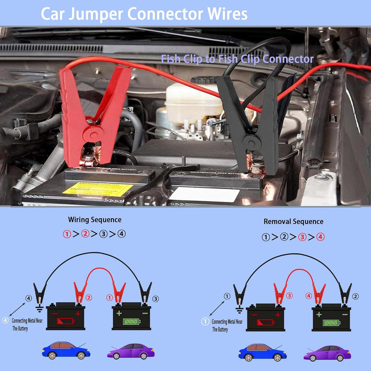10AWG Alligator Clips Booster Jumper Cable Automotive Battery Jumper Cables