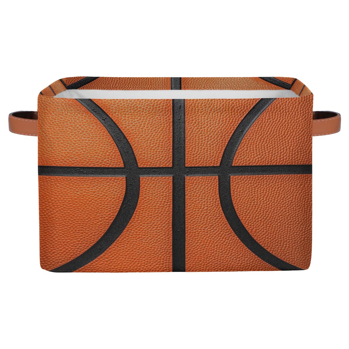 Basketball Texture Storage Baskets for Organizing, Fabric Collapsible Storage Bins Box Sport Pattern Decorative Toy Organizer Baskets for Closet Shelves Gift Basket 1 Pc