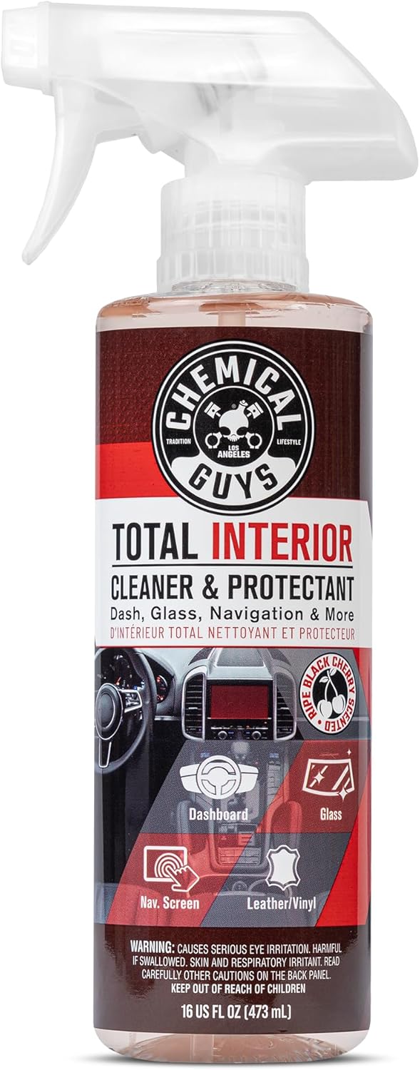 Chemical Guys, Total Interior Cleaner &amp; Protectant, Black Cherry, 16 oz | Cleans leather, vinyl, plastic and glass in one step with a Black Cherry scent and a fresh, factory-style finish
