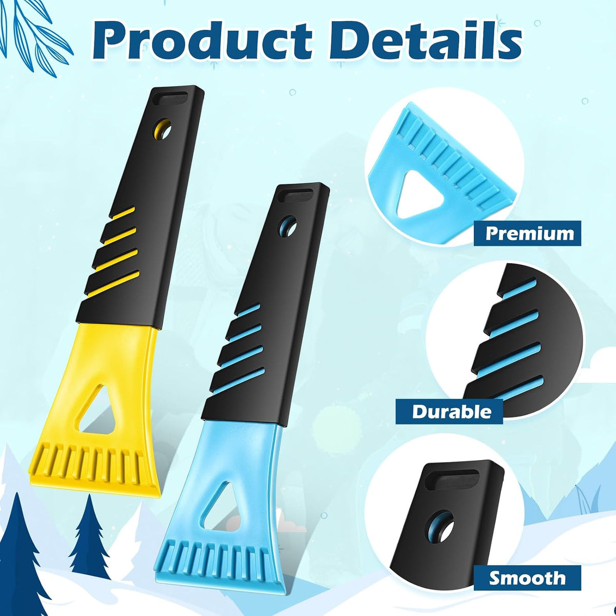 Frienda 6 Pcs Plastic Ice Scrapers for Car Freezer Frost Remover Scoop Auto Windshield Scraper Freezer Defrost Ice Shovel for Car Windshield Cleaning Tool Winter Auto Accessories