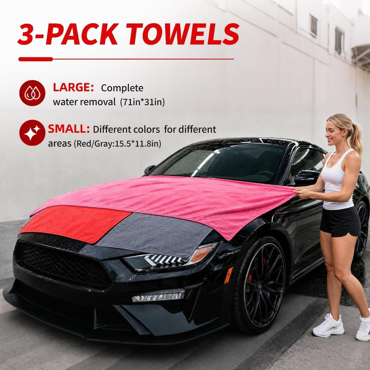 Car Detailing Kit, 20Pcs Car Cleaning Brushes ＆ Extra Large Drying Towel