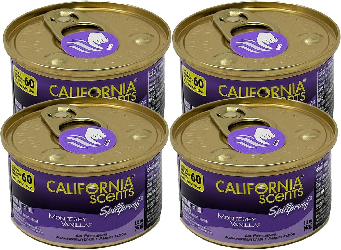 California Scents Spillproof Organic Air Freshener, Newport New Car, 1.5 Ounce Canister (Pack of 4)