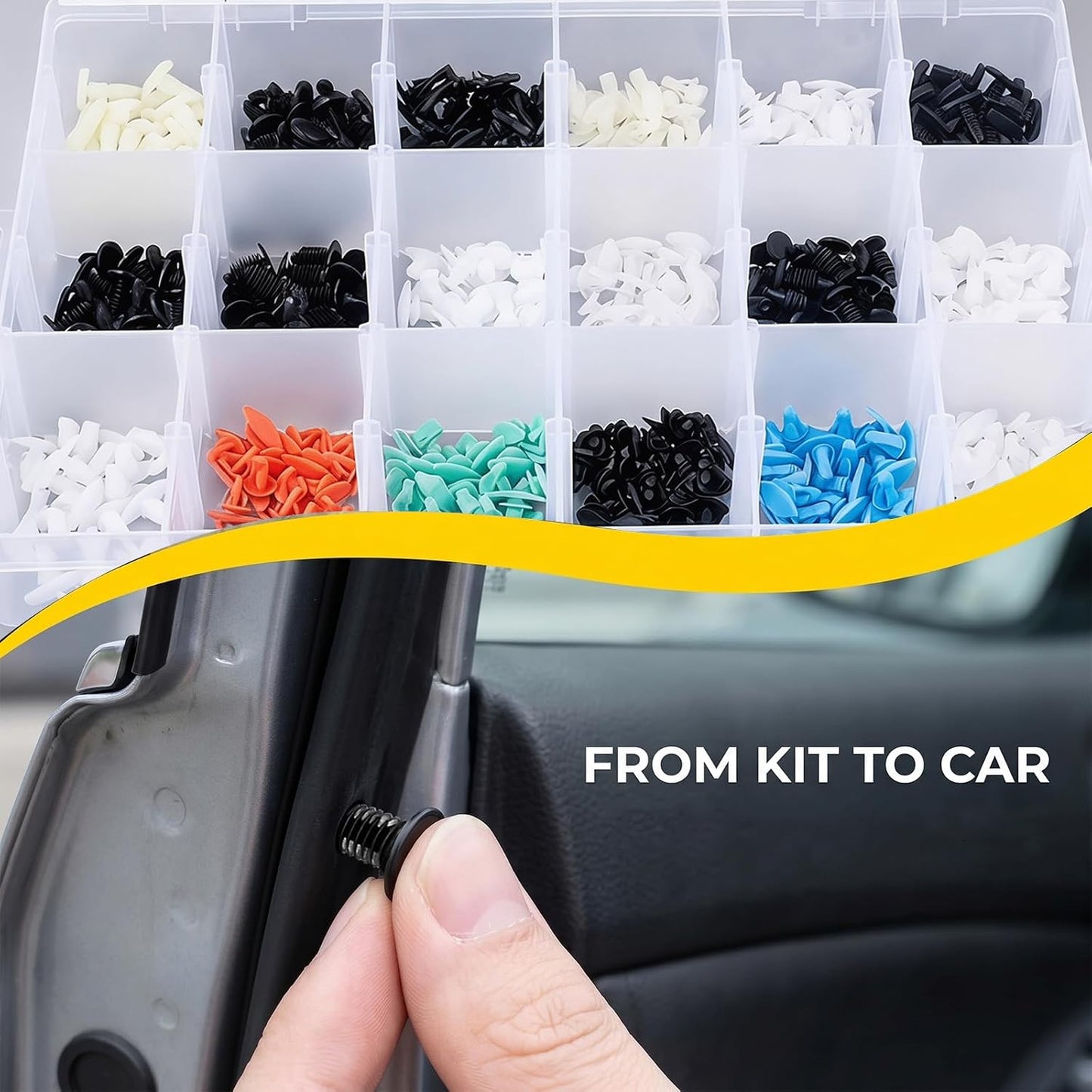 360Pcs Weatherstrip Retainer Clips Quick-Select Kit Assortment, Nylon Door Seal Fasteners, Compatible with Ford GM Chrysler VW Multiple Vehicles (Multicolor)