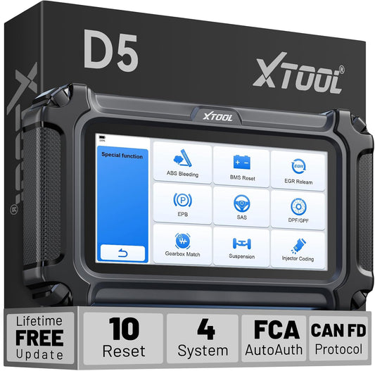 XTOOL D5 OBD2 Scanner Car Code Reader, Engine ABS SRS Transmission Diagnostic Scan Tool with 10 Resets, EPB Service, ABS Bleed, Throttle Relearn, Clear Check Engine Light, Free Update